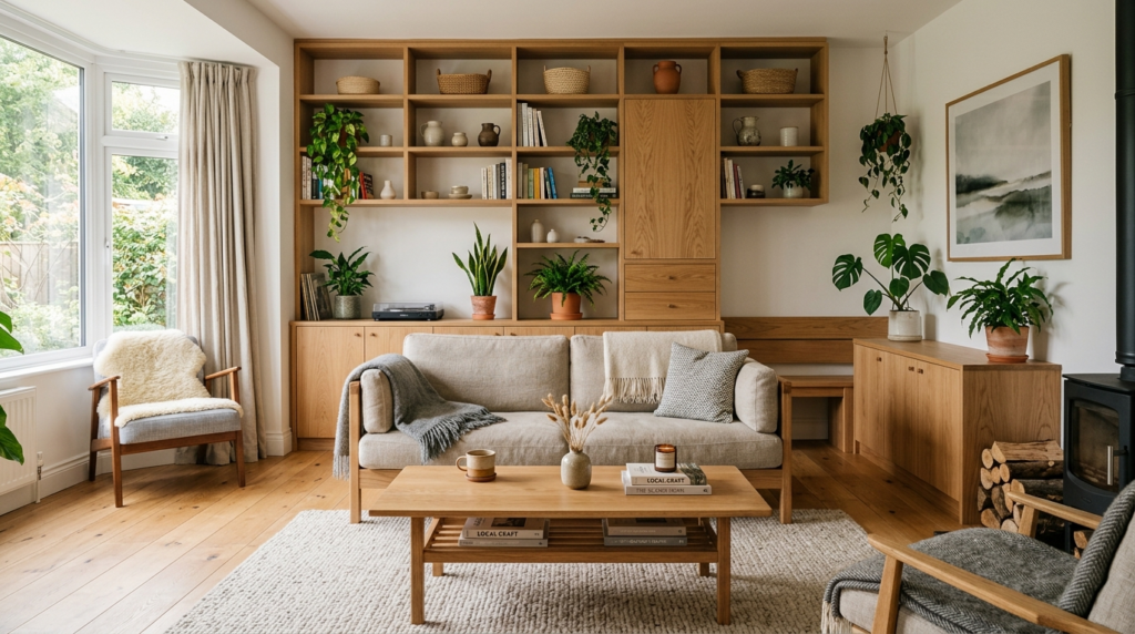 Warm, inviting home interior featuring custom built-in woode