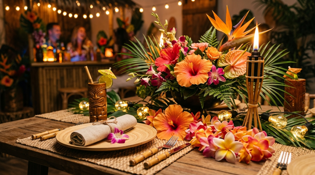 Close-up detail shot of a beautifully styled home dining tab