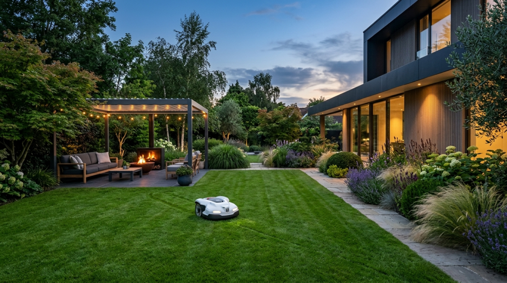Wide angle photorealistic view of a contemporary residential